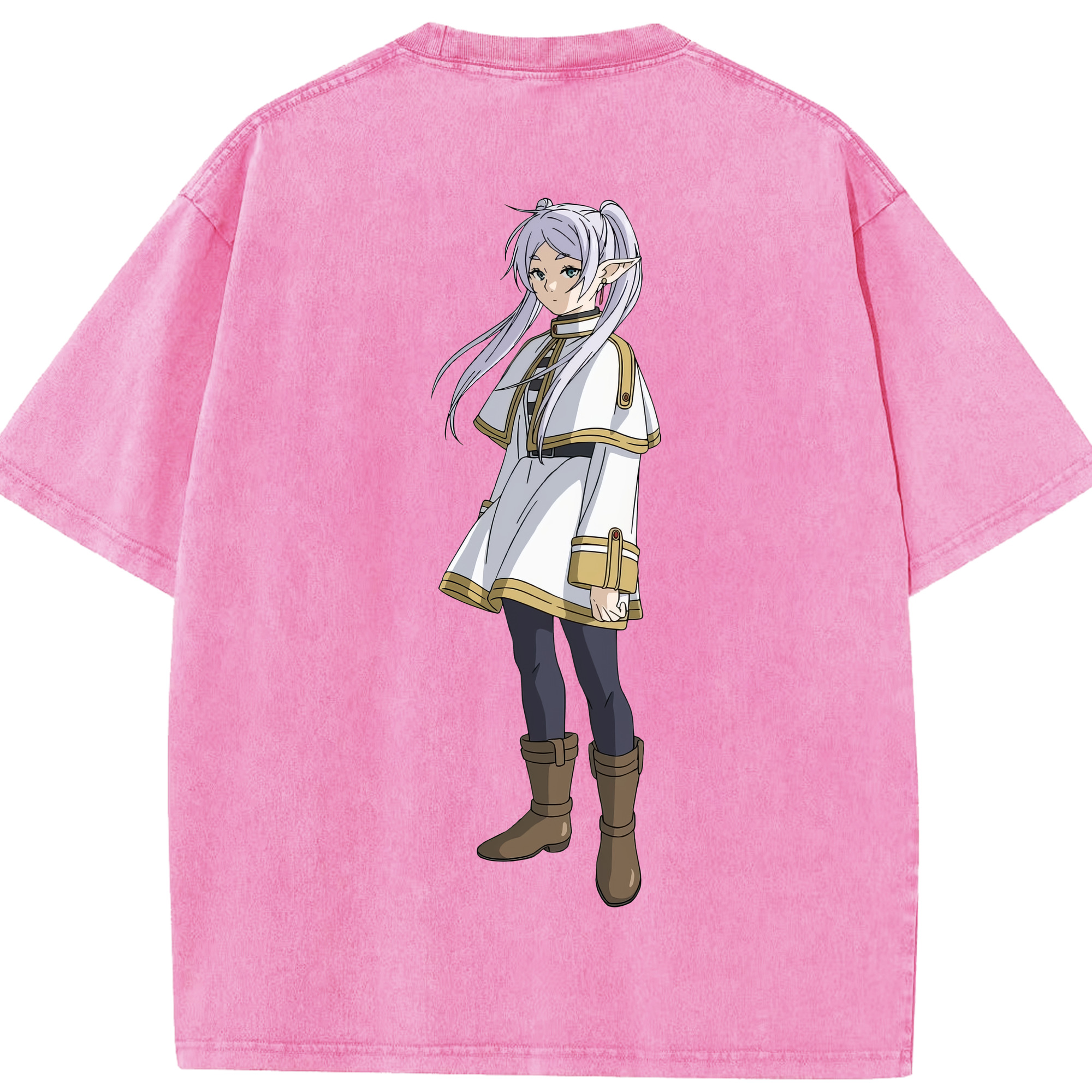 （画像用） 葬送のフリーレン Frieren 綿100% ヴィンテージ風 半袖Tシャツ（背面プリント）